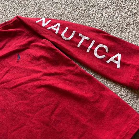Red hooded long sleeve Nautica tee - Picture 2 of 4